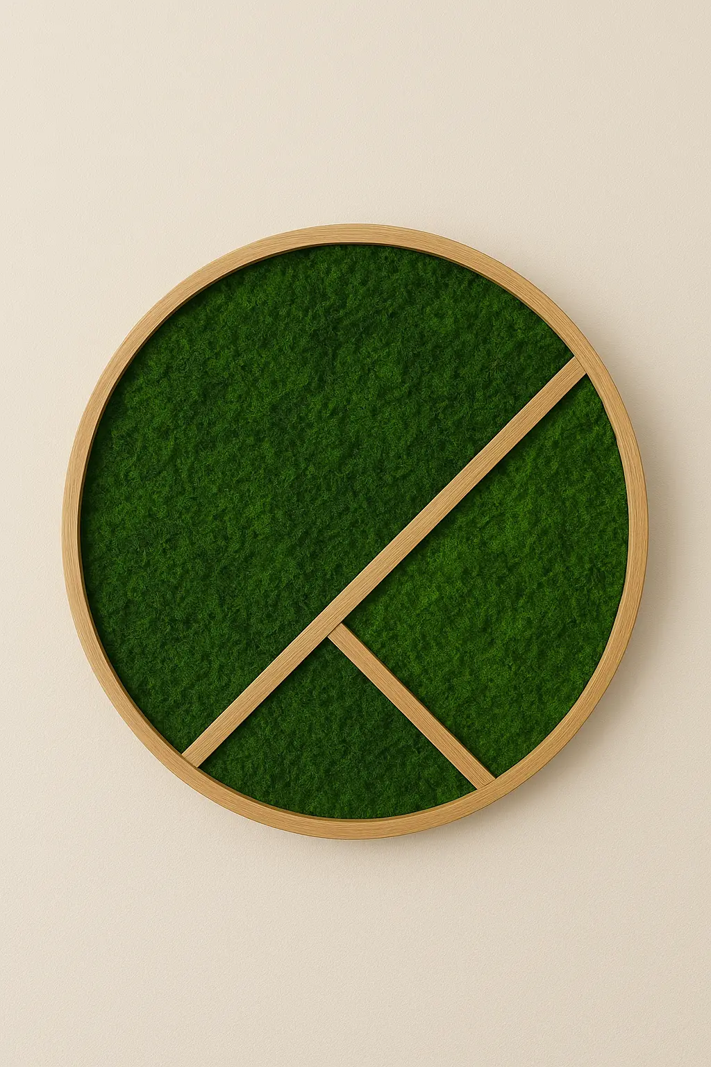 Rundes Moosbild mit Holzakzenten und einen Slebstgemachten Holzrahmen Rundes Moosbild mit Holzakzenten und einen Slebstgemachten Holzrahmen